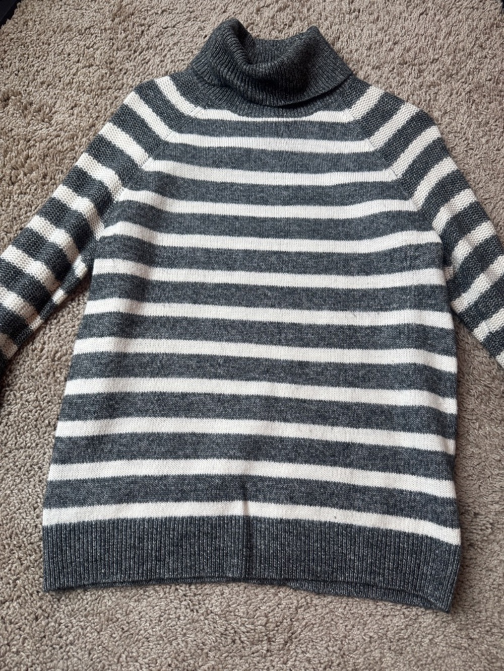 Loft Striped Gray and White Turtleneck Sweater - Women's Cozy Knit